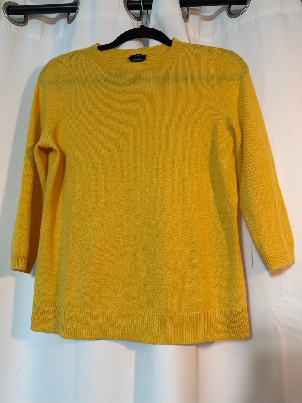Talbots Cashmere Bright Yellow Crewneck Sweater SZ MP B8